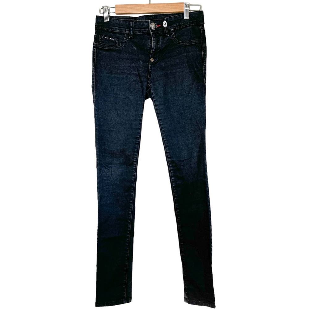 Philipp Plein Devil's Food Skinny Stretch Low Rise Jegging Black Fade Wash 27